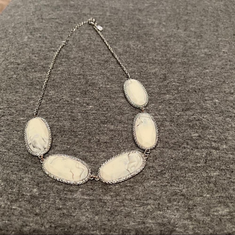White Marble gem, silver chain charming Charlie’s